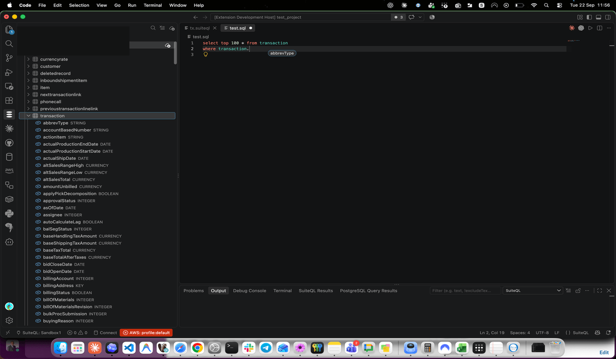 Dragging a column from the object explorer into the query editor