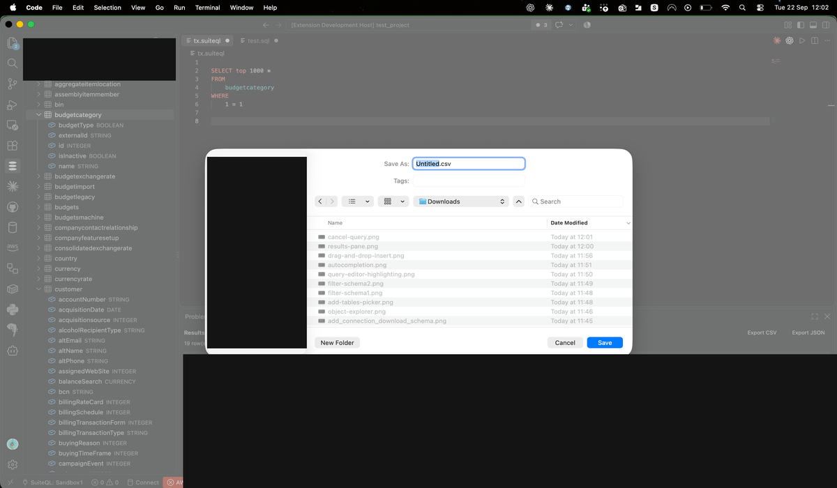 Exporting results to CSV or JSON