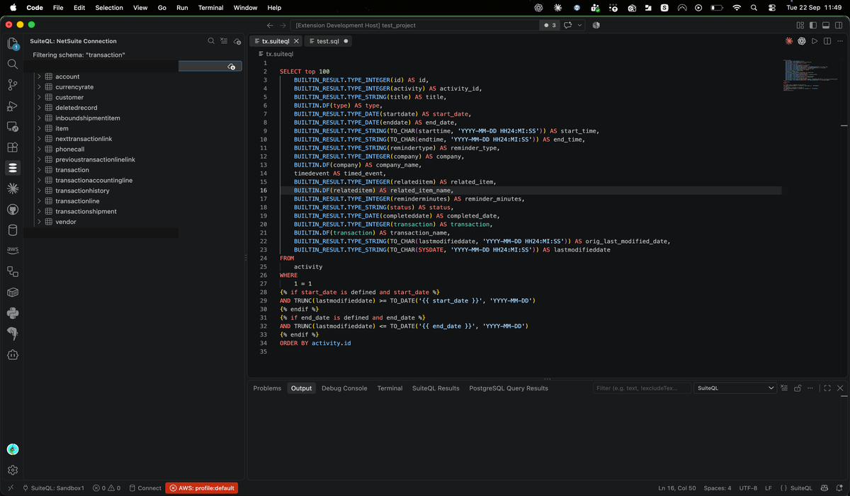 Filtering the schema browser by search term